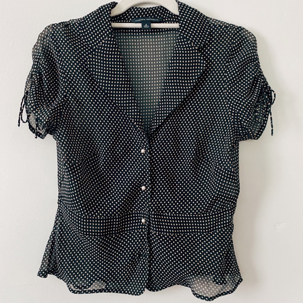 polka dot sheer blouse vintage black
